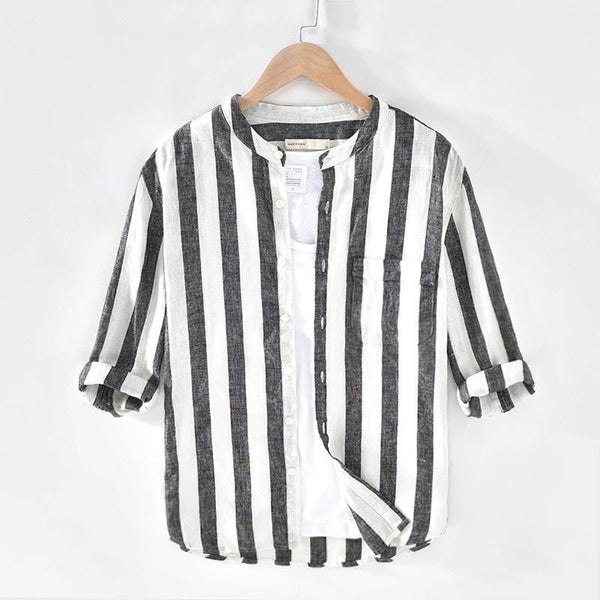 White Color Black Stripe Shirt For Men