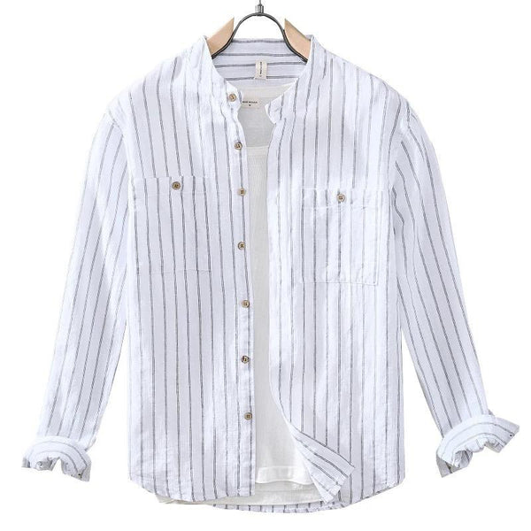 White Color Double Pocket Stripe Shirt For Men
