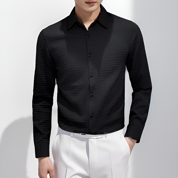 Black Check Textured Fullsleeve Shirt