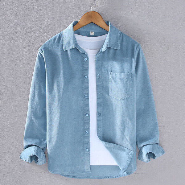 Men's Cotton Solid Luxury Light Blue Color Casual Full Sleeve Shirt