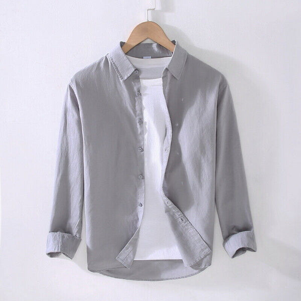 Men's Cotton Solid Luxury Grey Color Casual Full Sleeve Shirt