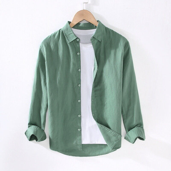 Men's Cotton Solid Luxury Green Color Casual Full Sleeve Shirt