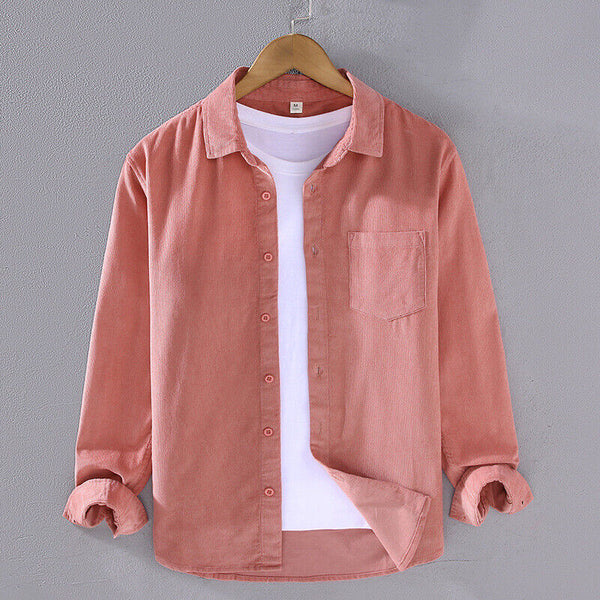 Men's Cotton Solid Luxury Orange Casual Full Sleeve Shirt