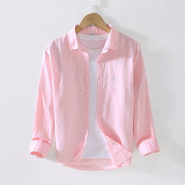 Men's Cotton Solid Luxury Pink Color Casual Full Sleeve Shirt
