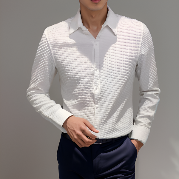 White Check Textured Fullsleeve Shirt