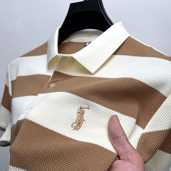 Regal Stride Polo T-Shirt: Timeless Elegance in Every Stripe