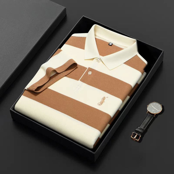 The Couture Stride Polo T-Shirt: Timeless Elegance in Every Stripe