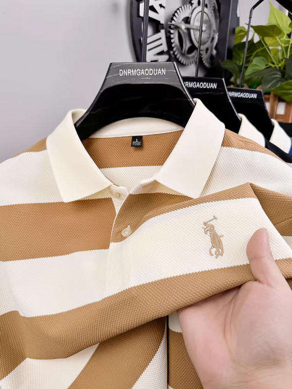 Eternal Regal Stride Polo T-Shirt: Timeless Elegance in Every Stripe