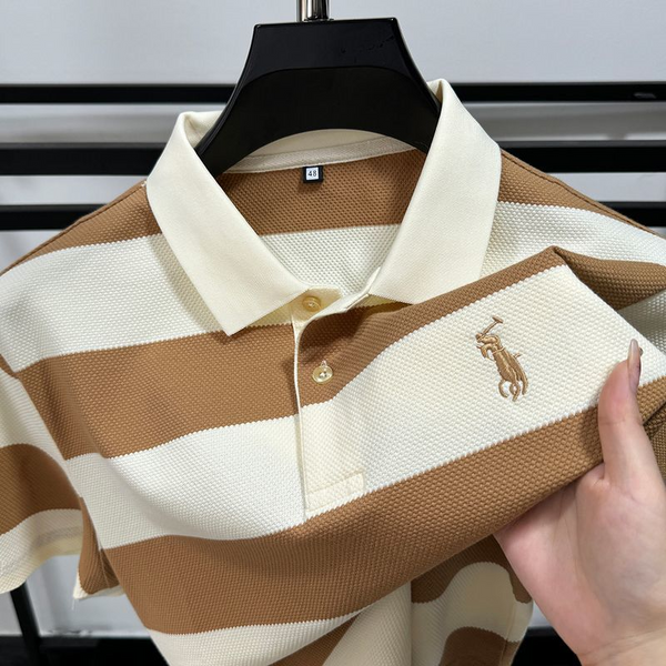 Vintage Regal Stride Polo T-Shirt: Timeless Elegance in Every Stripe