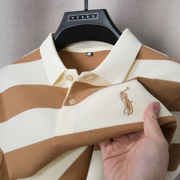 Elite Regal Stride Polo T-Shirt: Timeless Elegance in Every Stripe