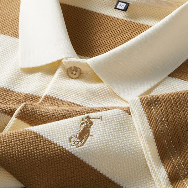 Elegant Regal Stride Polo T-Shirt: Timeless Elegance in Every Stripe