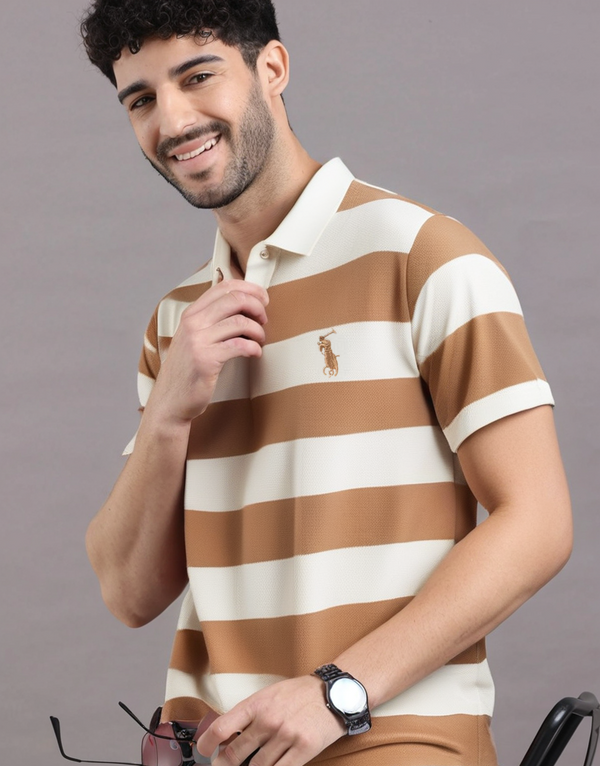 Exquiso Regal Stride Polo T-Shirts: Timeless Elegance in Every Stripe